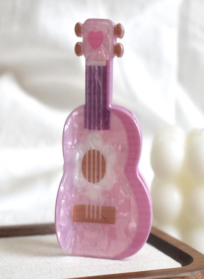 Ynxee Pink Guitar Design Hair Claws Non Slip 3" Medium Hair Clips Women Girls Hair Accessories, Small Size - Image 2